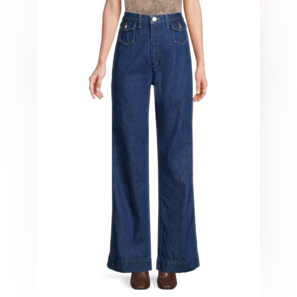 NWT RE/DONE 70's Style Retro pocket Wide Leg Jeans in True Rinse Size 26 - Picture 1 of 10